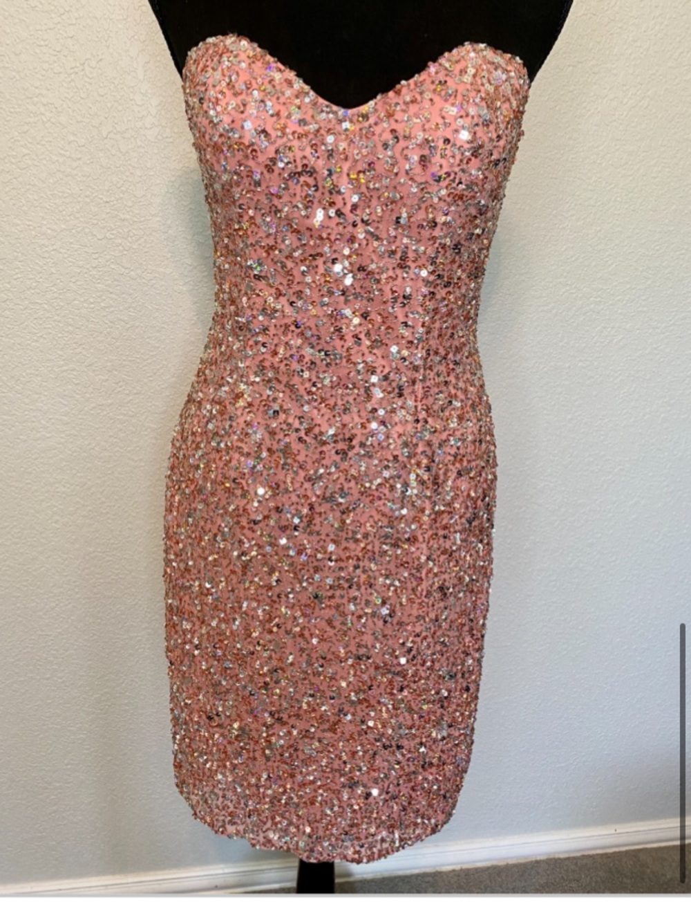 Scala Strapless Pink Sequin Cocktail Dress